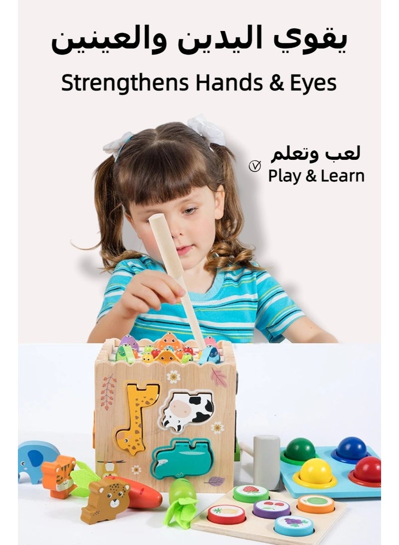 لعبة خشبية 8 في 1 لفرز وتكديس الأشكال، أحجية مونتيسوري لفرز الأشكال للأطفال من عمر 3 سنوات فما فوق، ألعاب خشبية تعليمية لتنمية المهارات المبكرة وهدايا للأطفال - Image 3